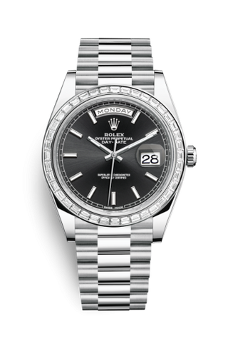 Rolex - 228396tbr-0024  Day-Date 40 Platinum - Baguette / Black