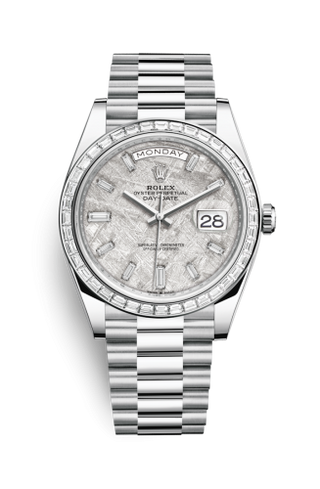 Rolex - 228396tbr-0027  Day-Date 40 Platinum - Baguette / Meteorite - Baguette