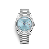 Rolex Day-Date 40 Platinum - Fluted / Blue - Roman (228396tbr-0030)