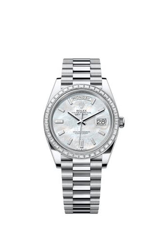 Rolex - 228396TBR-0043  Day-Date 40 Platinum - Baguette / MOP - Baguette