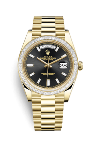 Rolex - 228398tbr-0001  Day-Date 40 Yellow Gold - Baguette / Black - Baguette