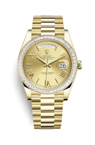 Rolex - 228398tbr-0003  Day-Date 40 Yellow Gold - Baguette / Champagne - Roman