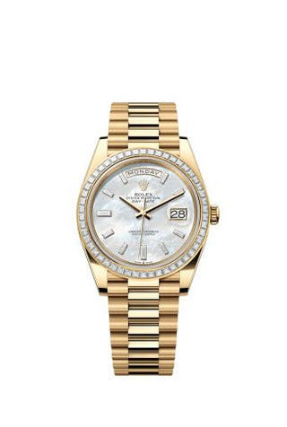 Rolex - 228398TBR-0043  Day-Date 40 Yellow Gold - Baguette / MOP - Baguette