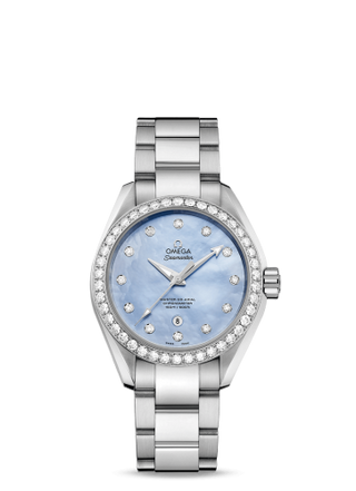 Omega - 231.15.34.20.57.002  Seamaster Aqua Terra 150M Master Co-Axial 34 Stainless Steel / Diamond / Blue MOP / Bracelet