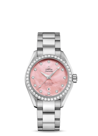 Omega - 231.15.34.20.57.003  Seamaster Aqua Terra 150M Master Co-Axial 34 Stainless Steel / Diamond / Pink MOP / Bracelet