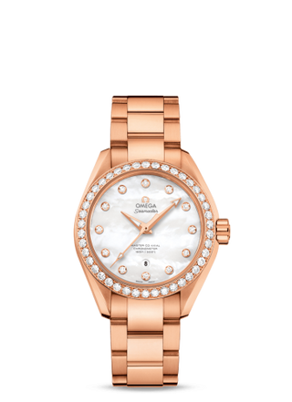 Omega - 231.55.34.20.55.003  Seamaster Aqua Terra 150M Master Co-Axial 34 Sedna Gold / Diamond / MOP / Bracelet