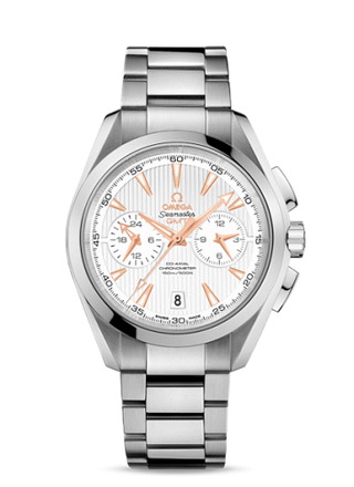 Omega - 231.10.43.52.02.001  Seamaster Aqua Terra 150M Co-Axial 43 GMT Chronograph Stainless Steel / Silver / Bracelet