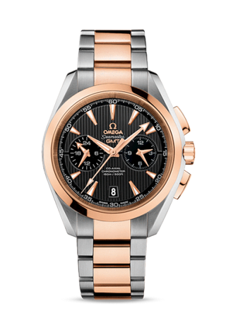 Omega - 231.20.43.52.06.001  Seamaster Aqua Terra 150M Co-Axial 43 GMT Chronograph Stainless Steel / Red Gold / Grey / Bracelet