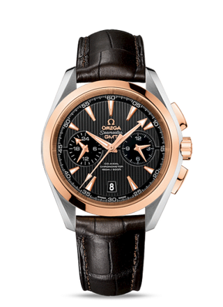 Omega - 231.23.43.52.06.001  Seamaster Aqua Terra 150M Co-Axial 43 GMT Chronograph Stainless Steel / Red Gold / Grey