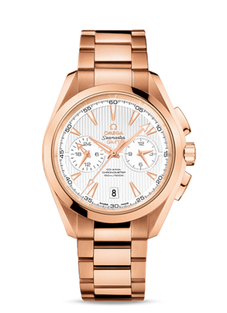 Omega - 231.50.43.52.02.001  Seamaster Aqua Terra 150M Co-Axial 43 GMT Chronograph Red Gold / Silver / Bracelet