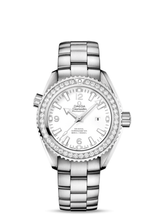 Omega - 232.15.38.20.04.001  Seamaster Planet Ocean 600M Co-Axial 37.5 Stainless Steel / Diamond / White / Bracelet