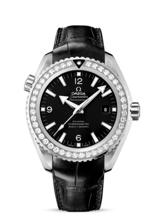 Omega - 232.18.46.21.01.001  Seamaster Planet Ocean 600M Co-Axial 45.5 Stainless Steel / Diamond / Black / Alligator