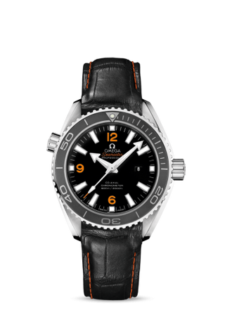 Omega - 232.33.38.20.01.002  Seamaster Planet Ocean 600M Co-Axial 37.5 Stainless Steel / Orange Numerals / Alligator