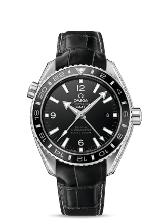 Omega - 232.98.44.22.01.001  Seamaster Planet Ocean 600M Co-Axial 43.5 GMT Platinum / Diamond / Black / Alligator