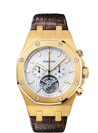 Audemars Piguet - 25977BA.OO.D088CR.01  Royal Oak Tourbillon Chronograph Yellow Gold / Silver / Strap