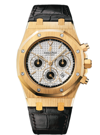 Audemars Piguet - 26022BA.OO.D098CR.01  Royal Oak 26022 Chronograph Yellow Gold / Silver / Strap