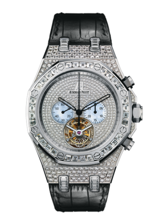 Audemars Piguet - 26116BC.ZZ.D002CR.01  Royal Oak Tourbillon Chronograph White Gold / Diamond / Strap