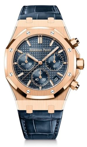 Audemars Piguet - 26240OR.OO.D315CR.01  Royal Oak Chronograph 41 Pink Gold / Blue / Strap / 50th Anniversary