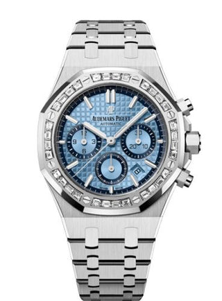 Audemars Piguet - 26318BC.ZZ.1256BC.01  Royal Oak Chronograph 38 White Gold / Diamond / Light Blue