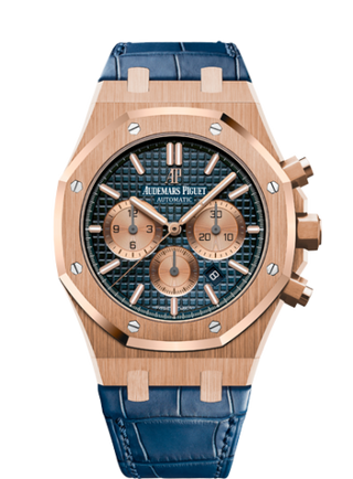 Audemars Piguet - 26331OR.OO.D315CR.01  Royal Oak Chronograph 41 Pink Gold / Blue / Alligator