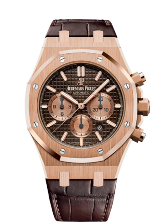 Audemars Piguet - 26331OR.OO.D821CR.01  Royal Oak Chronograph 41 Pink Gold / Brown / Alligator