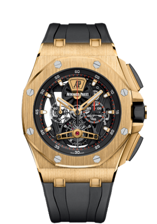 Audemars Piguet - 26407BA.OO.A002CA.01  Royal Oak Offshore Tourbillon Chronograph Openworked Yellow Gold / Rubber