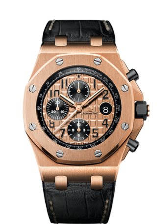 Audemars Piguet - 26470OR.OO.A002CR.01  Royal Oak Offshore 26470 Pink Gold / Pink Gold / Alligator