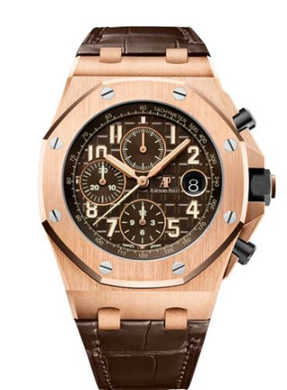 Audemars Piguet - 26470OR.OO.A099CR.01  Royal Oak Offshore 42 Pink Gold / Brown / Alligator