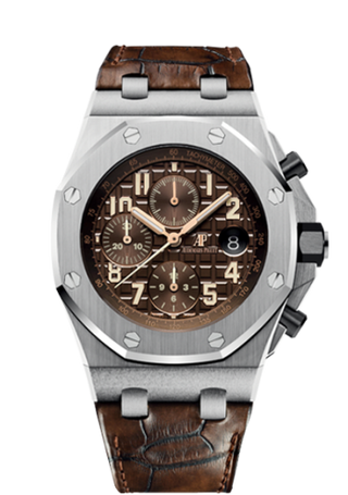 Audemars Piguet - 26470ST.OO.A820CR.01  Royal Oak Offshore 26470 Stainless Steel / Brown / Alligator