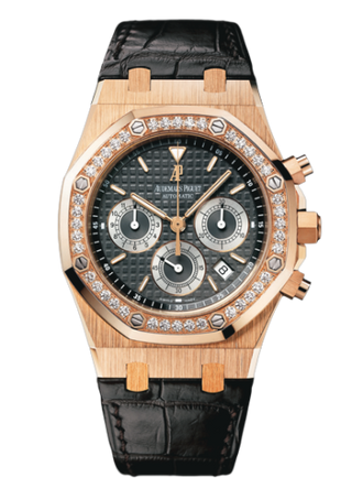 Audemars Piguet - 26557OR.ZZ.D098CR.02  Royal Oak 26557 Chronograph Pink Gold / Brown / Diamond