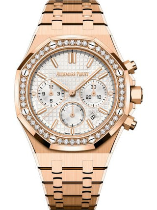 Audemars Piguet - 26715OR.ZZ.1356OR.01  Royal Oak Chronograph 38 Pink Gold - Diamond / Silver