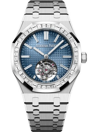 Audemars Piguet - 26730BC.ZZ.1320BC.02  Royal Oak Self-Winding Flying Tourbillon White Gold - Baguette / Smoked Blue