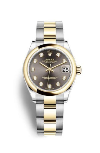 Rolex - 278243-0021  Datejust 31 Stainless Steel / Yellow Gold / Domed / Grey - Diamond / Oyster