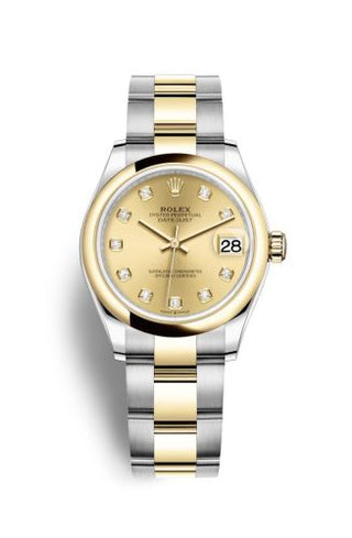 Rolex - 278243-0025  Datejust 31 Stainless Steel / Yellow Gold / Domed / Champagne - Diamond / Oyster