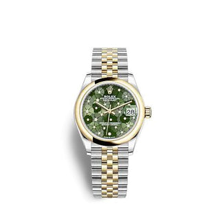 Rolex - 278243-0032  Datejust 31 Stainless Steel / Yellow Gold / Domed / Olive - Floral / Jubilee