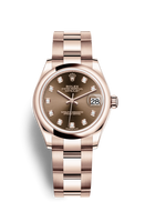 Rolex Datejust 31 Rose Gold / Domed / Chocolate - Roman / Oyster (278245-0015)