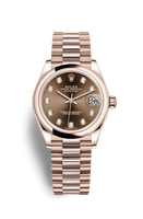 Rolex Datejust 31 Rose Gold / Domed / Chocolate - Roman / President (278245-0016)