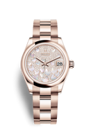 Rolex Datejust 31 Rose Gold / Domed / White - Roman / President (278245-0019)