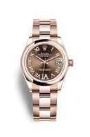 Rolex Datejust 31 Rose Gold / Domed / Grey - Roman / Oyster (278245-0023)