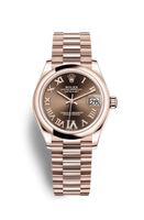 Rolex Datejust 31 Rose Gold / Domed / Grey - Roman / President (278245-0024)