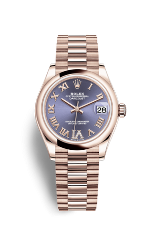 Rolex - 278245-0028  Datejust 31 Rose Gold / Domed / Aubergine - Roman / President