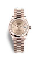 Rolex Datejust 31 Rose Gold / Fluted / Silver - Diamond / President (278245-0036)