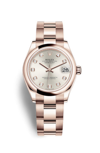 Rolex - 278245-0037  Datejust 31 Rose Gold / Domed / Silver - Diamond / Oyster