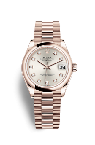 Rolex - 278245-0038  Datejust 31 Rose Gold / Domed / Silver - Diamond / President