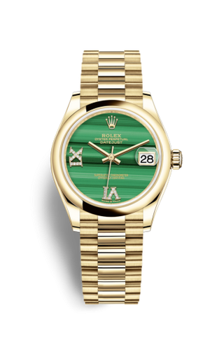 Rolex - 278248-0004  Datejust 31 Yellow Gold / Domed / Malachite / President