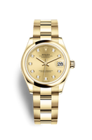 Rolex Datejust 31 Yellow Gold / Domed / Grey - Roman / Oyster (278248-0013)