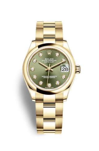 Rolex - 278248-0017  Datejust 31 Yellow Gold / Domed / Olive - Diamond / Oyster