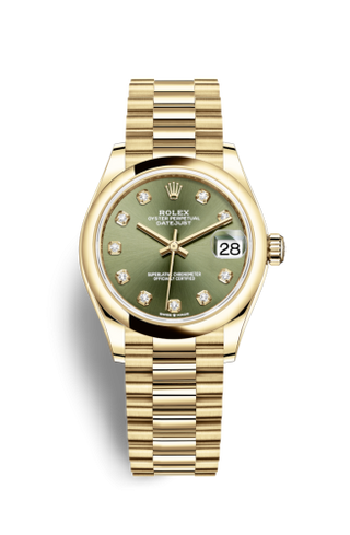 Rolex - 278248-0018  Datejust 31 Yellow Gold / Domed / Olive - Diamond / President