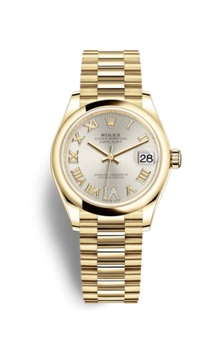 Rolex - 278248-0028  Datejust 31 Yellow Gold / Domed / Silver - Roman / President