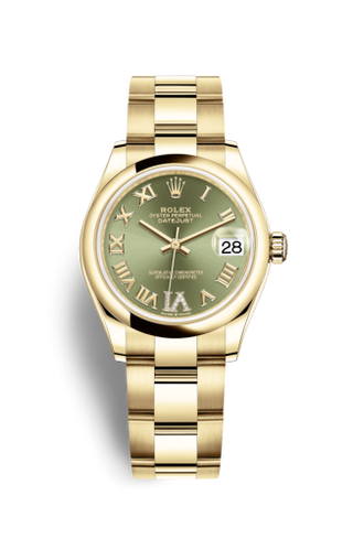 Rolex - 278248-0029  Datejust 31 Yellow Gold / Domed / Olive  - Roman / Oyster